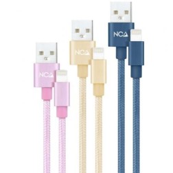 Cables USB 2-0 Lightning Nanocable 10-10-0401-CO2- USB Macho - Lightning Macho- 1m- 3 Unidades- Rosa, Dorado, Azul Pacífico
