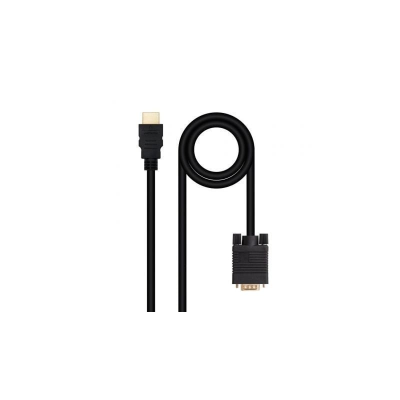 Cable Conversor Nanocable 10-15-4348- HDMI Macho - VGA Macho- 1-8m- Negro
