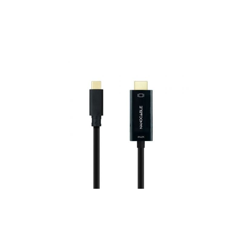 Cable Conversor Nanocable 10-15-5133- USB Tipo-C Macho - HDMI Macho- 3m- Negro