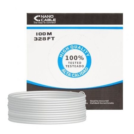 Bobina de Cable RJ45 FTP Nanocable 10-20-0702-FLEX Cat-5e- 100m- Gris