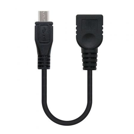 Cable USB 2-0 Nanocable 10-01-3500- MicroUSB Macho - USB Hembra- 15cm- Negro