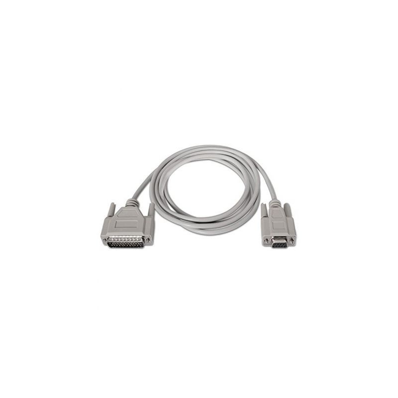 Cable Serie NULL Modem Nanocable 10-14-0802- DB9 Hembra - DB25 Macho- 1-8m- Beige