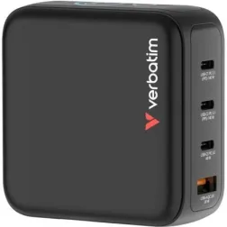 Cargador de Pared Universal GaN para Viaje Verbatim Mini GaN Charger Con Pantalla- 3xUSB Tipo-C- 1xUSB- 140W