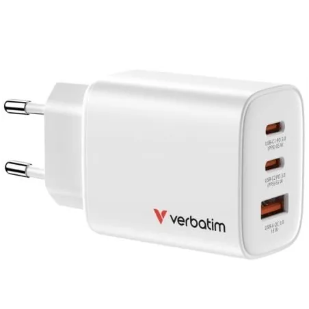 Cargador de Pared GaN Verbatim Essentials- 2xUSB Tipo-C- 1xUSB- 65W
