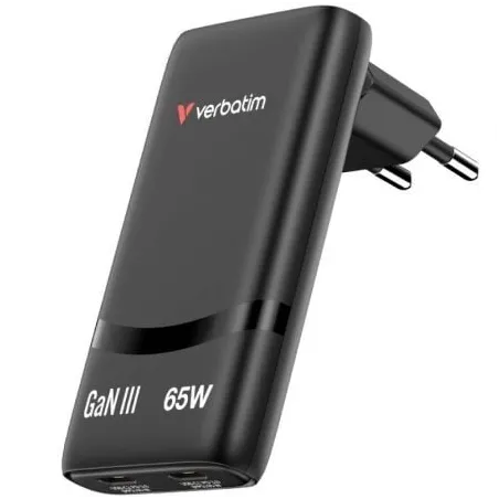 Cargador de Pared GaN Verbatim Fold 'n' Go- 2xUSB Tipo-C- 65W