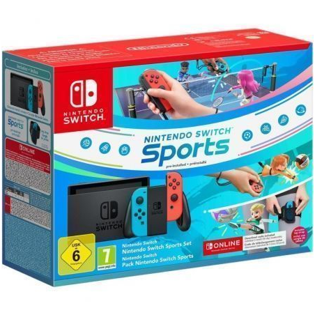 Nintendo Switch + Juego Nintendo Sports- Incluye Base- 2 Mandos Joy-Con- Incluye Cinta Sports- 3 Meses Suscripción