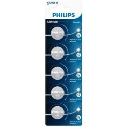 Pack de 5 Pilas de Botón Philips CR2025P5-01B Lithium- 3V