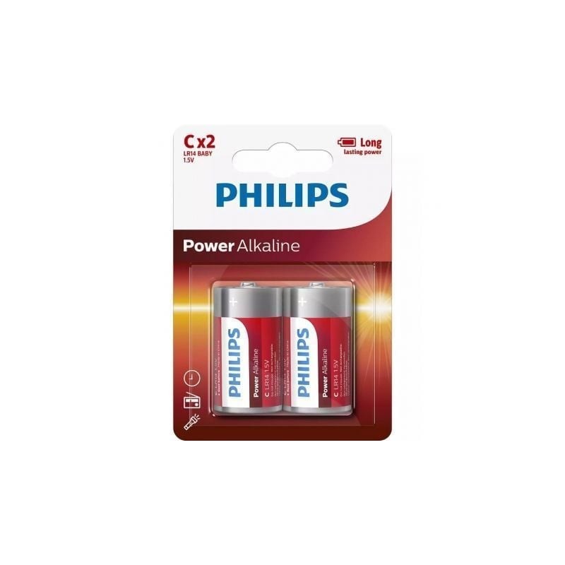 Pack de 2 Pilas C Philips LR14P2B-10- 1-5V- Alcalinas