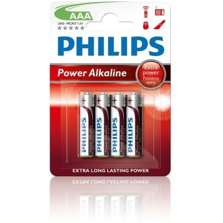 Pack de 4 Pilas AAA Philips LR03P4B-10- 1-5V- Alcalinas