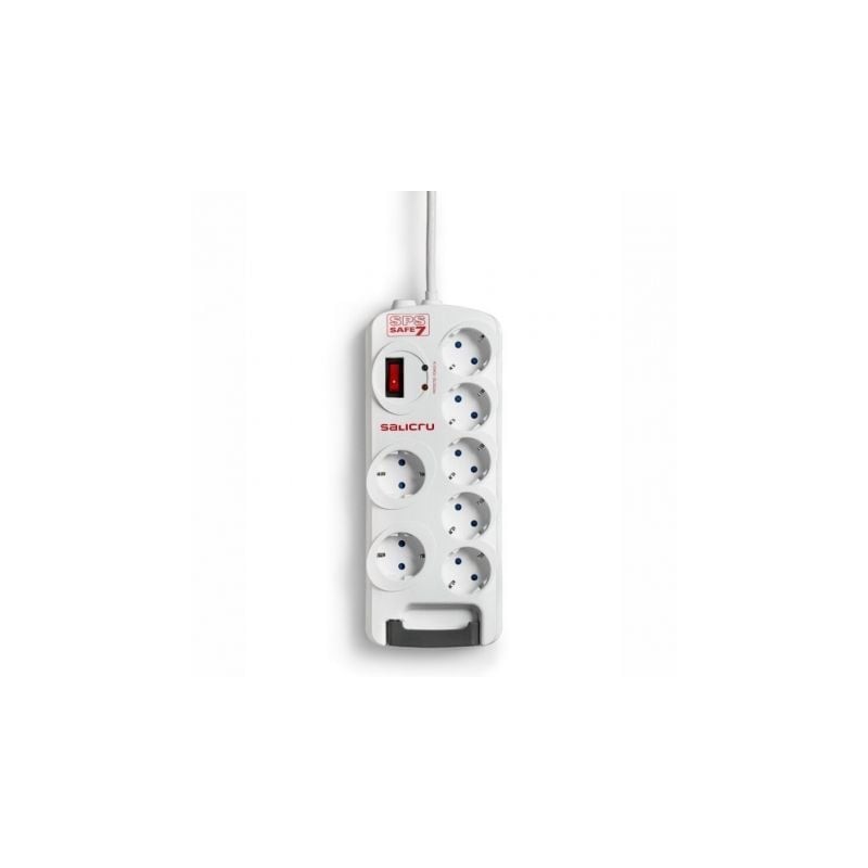 Regleta con interruptor Salicru SAFE 7- 7 Tomas de corriente- Cable 1-8m- Blanca