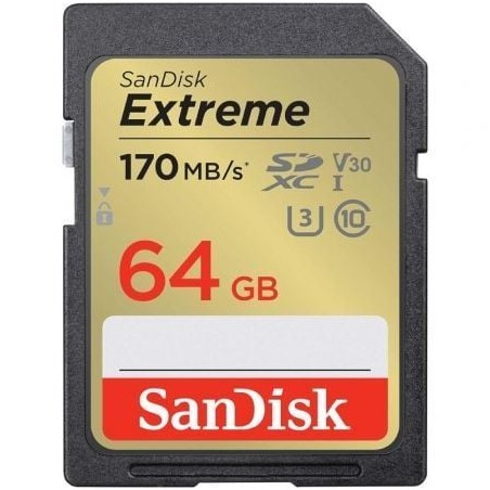 Tarjeta de Memoria SanDisk Extreme 64GB microSD XC UHS-I con Adaptador- Clase 10- 170MBs
