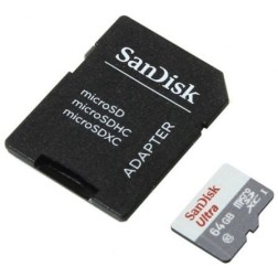 Tarjeta de Memoria SanDisk Ultra 64GB microSD XC con Adaptador- Clase 10- 100MB-s