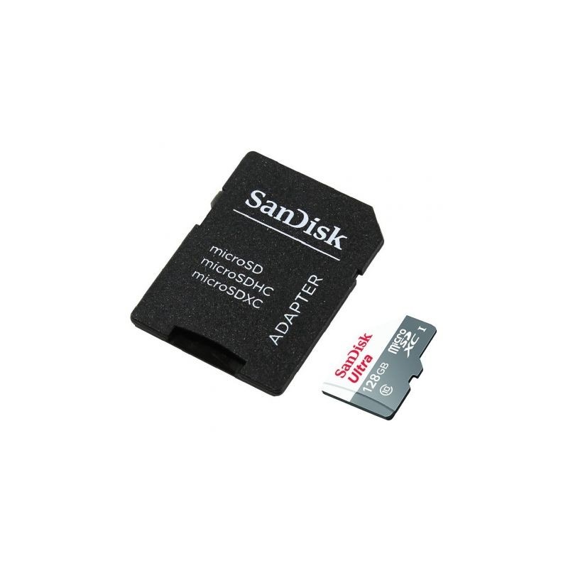 Tarjeta de Memoria SanDisk Ultra 128GB microSD XC con Adaptador- Clase 10- 80MB-s