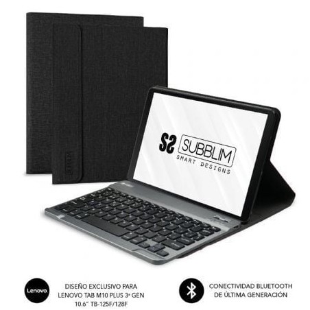 Funda con Teclado Subblim KeyTab Pro BT para Tablet Lenovo Tab M10 Plus de 10-6" 3a Gen- Negra
