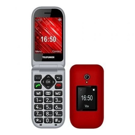 Teléfono Móvil Telefunken S460 para Personas Mayores- Rojo