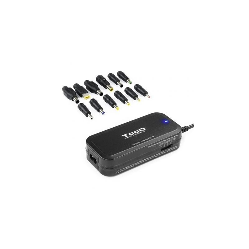 Cargador de Portátil TooQ TQLC-90BS02M- 90W- Manual- 12 Conectores- Voltaje 15-24V- 1 USB