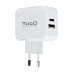 Cargador de Pared TooQ TQWC-2SC02WT- 1xUSB Tipo-C- 1x USB- 27W