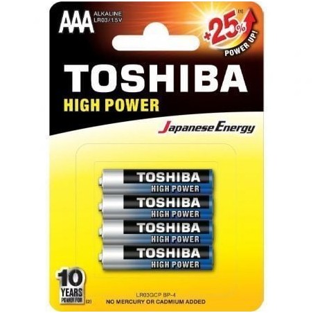Pack de 4 Pilas AAA Toshiba High Power LR03- 1-5V- Alcalinas
