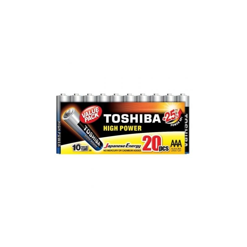 Pack de 20 Pilas AAA Toshiba High Power LR03- 1-5V- Alcalinas