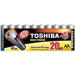 Pack de 20 Pilas AA Toshiba High Power LR6- 1-5V- Alcalinas