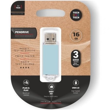 Pendrive 16GB Tech One Tech Basic USB 2-0- Azul Cielo