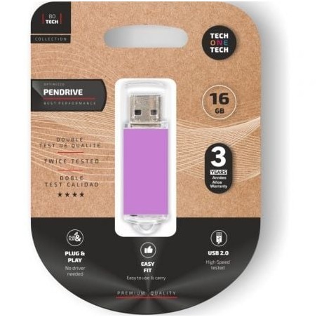 Pendrive 16GB Tech One Tech Basic USB 2-0- Purpura Claro