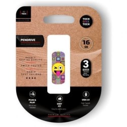 Pendrive 16GB Tech One Tech Emoji guiño USB 2-0