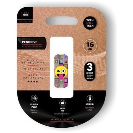 Pendrive 16GB Tech One Tech Emoji guiño USB 2-0