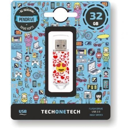 Pendrive 32GB Tech One Tech Emojis Heart Eyes USB 2-0