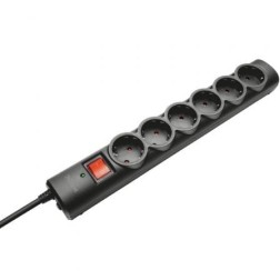 Regleta con interruptor Trust 21059- 6 Tomas de corriente- Cable 1-8m- Negra