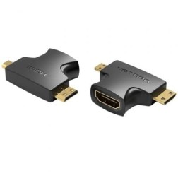Adaptador HDMI 2 en 1 Vention AGFB0- HDMI Hembra a Micro HDMI Macho - Mini HDMI Macho