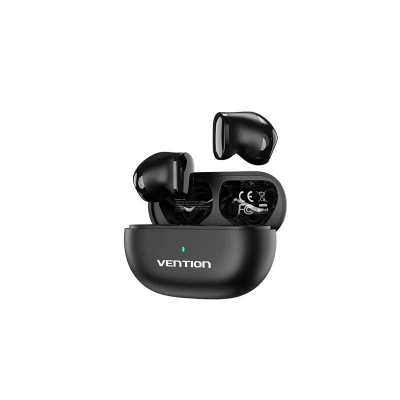 Auriculares Bluetooth Vention Tiny T12 NBLB0 con estuche de carga- Autonomía 6h- Negros