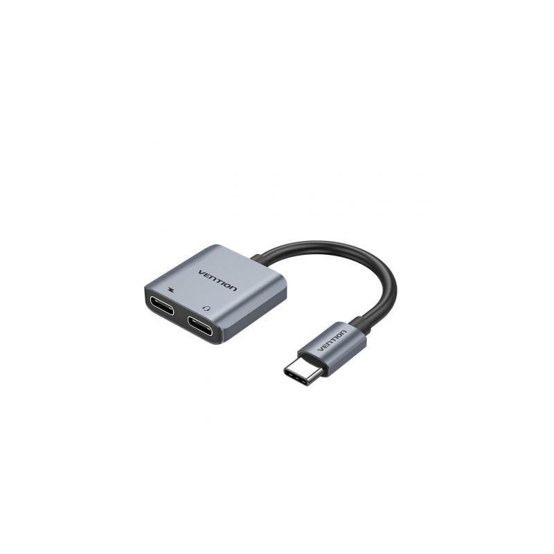 Conversor USB Tipo-C Vention BGZHA- USB Tipo-C Macho - 2x USB Tipo-C Hembra (Audio y Carga)