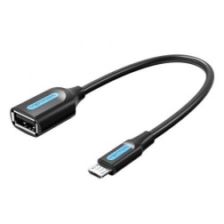 Cable USB 2-0 Vention CCUBB- MicroUSB Macho - USB Hembra- 480Mbps- 15cm- Negro