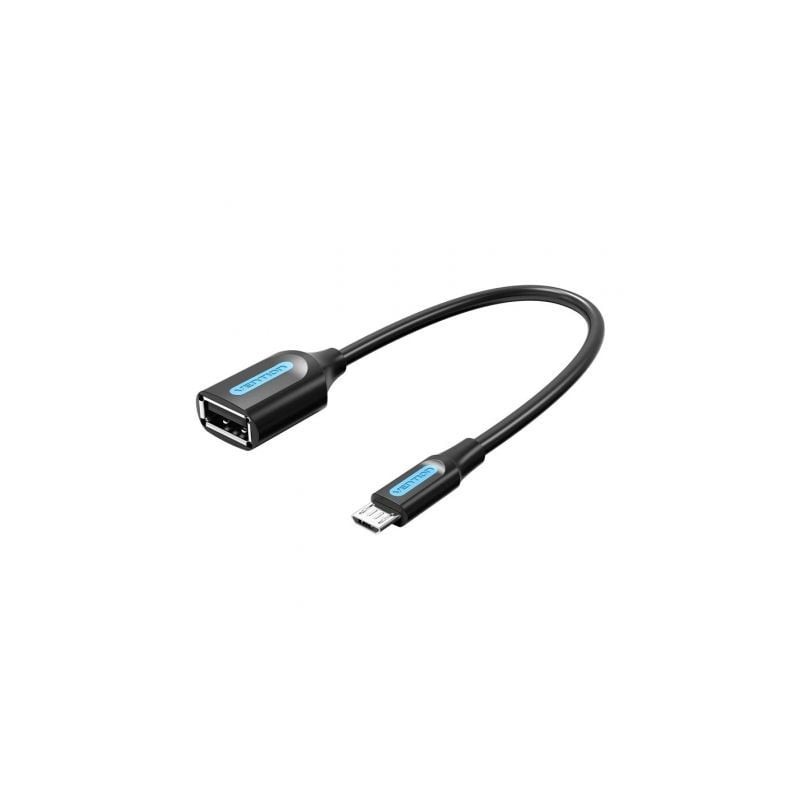 Cable USB 2-0 Vention CCUBB- MicroUSB Macho - USB Hembra- 15cm- Negro