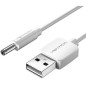 Cable Alimentación Vention CEYWF- USB-A Macho - DC 5-5mm Macho- 1m- Blanco