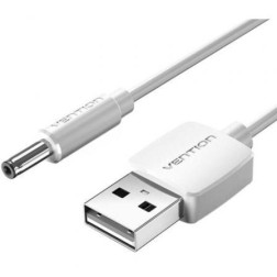 Cable Alimentación Vention CEYWG- USB-A Macho - DC 5-5mm Macho- 1-5m- Blanco