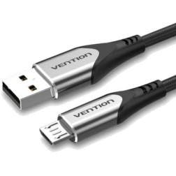 Cable USB 2-0 Vention COAHC- USB Macho - MicroUSB Macho- Hasta 60W- 480Mbps- 25cm- Gris