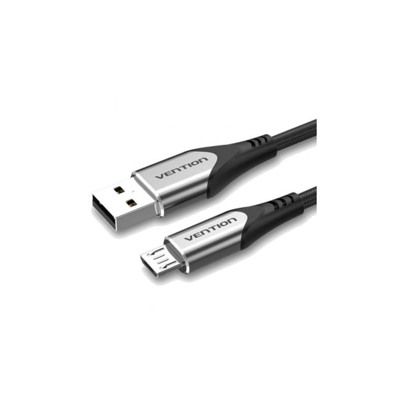 Cable USB 2-0 Vention COAHF- USB Macho - MicroUSB Macho- Hasta 60W- 480Mbps- 1m- Gris