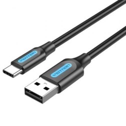 Cable USB 2-0 Tipo-C Vention COKBC- USB Macho - USB Tipo-C Macho- Hasta 60W- 480Mbps- 25cm- Gris