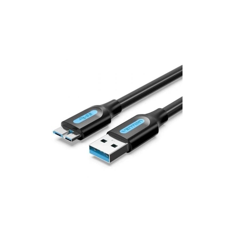 Cable USB 3-0 Vention COPBC- USB Macho - MicroUSB Macho- Hasta 10W- 5Gbps- 25cm- Negro