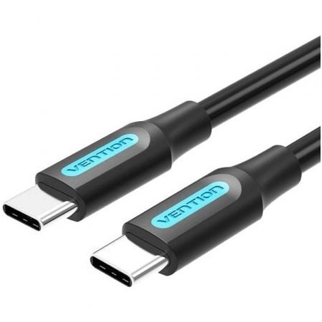 Cable USB 2-0 Tipo-C Vention COSBD- USB Tipo-C Macho - USB Tipo-C Macho- Hasta 60W- 480Mbps- 50cm- Negro