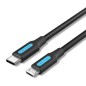 Cable USB 2-0 Tipo-C Vention COVBD- USB Tipo-C Macho - MicroUSB Macho- Hasta 10W- 480Mbps- 50cm- Negro