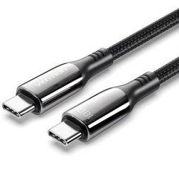 Cable USB 2-0 Tipo-C 5A 100W Vention CTKBH- USB Tipo-C Macho - USB Tipo-C Macho- Hasta 100W- 480Mbps- 2m- Negro