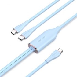 Cable USB Tipo-C Vention CTMSG- USB Tipo-C Macho - 2 x USB Tipo-C Macho- 1-5m- Azul