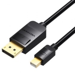 Cable Conversor Vention HAABI- Mini DisplayPort Macho - DisplayPort Macho- 3m- Negro