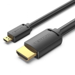 Cable Micro HDMI 2-0 4K Vention AGIBG- HDMI Macho - Micro HDMI Macho- 1-5m- Negro
