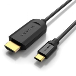 Cable Conversor HDMI 1-4 4K Vention CGUBH- USB Tipo-C Macho - HDMI Macho- 2m- Negro