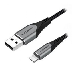 Cable USB 2-0 Lightning Vention LABHF- USB Macho - Lightning Macho- Hasta 12W- 480Mbps- 1m- Gris