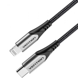 Cable USB 2-0 Tipo-C Lightning Vention TACHH- USB Tipo-C Macho - Lightning Macho- 2m- Gris y Negro